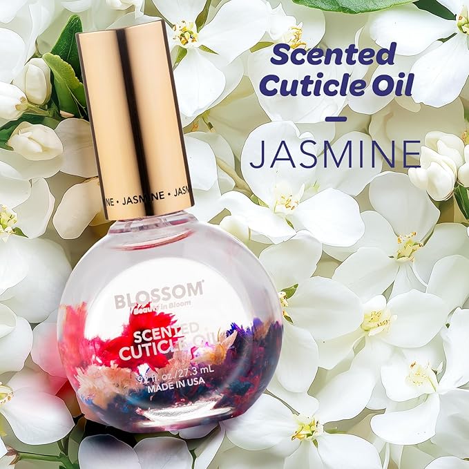 Blossom Cuticle Oil for Nails, Hydrating, Moisturizing, Scented Nail Oil Cuticle Care, Infused with Real Flowers, Made in USA, 0.92 fl. oz, Jasmine