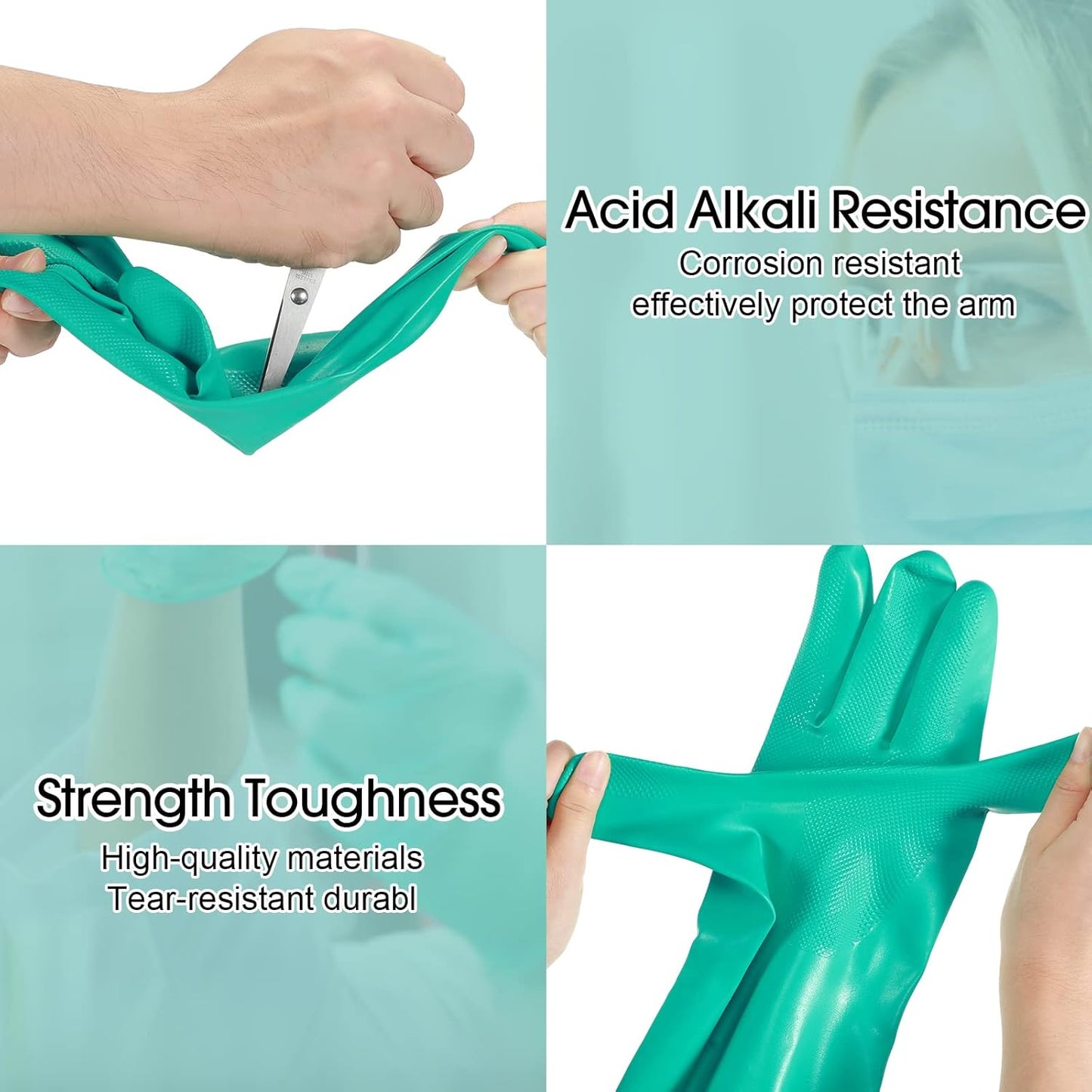 10 Pairs Chemical Resistant Gloves Heavy Duty Thick Nitrile Gloves Bulk for Cleaning, Resist Household Acid, Alkali and Oil (Large)