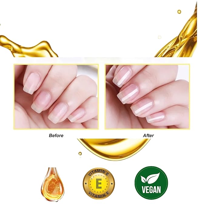 Vegan Natural Instant Growth Fast Growing Cuticle Oil Pen Nail Grower Nail Treatment for Dry, Damaged Cuticles Nail Grower Nail Strengther for Damaged Nails Refillable with Vitamin E, Jojoba Oil