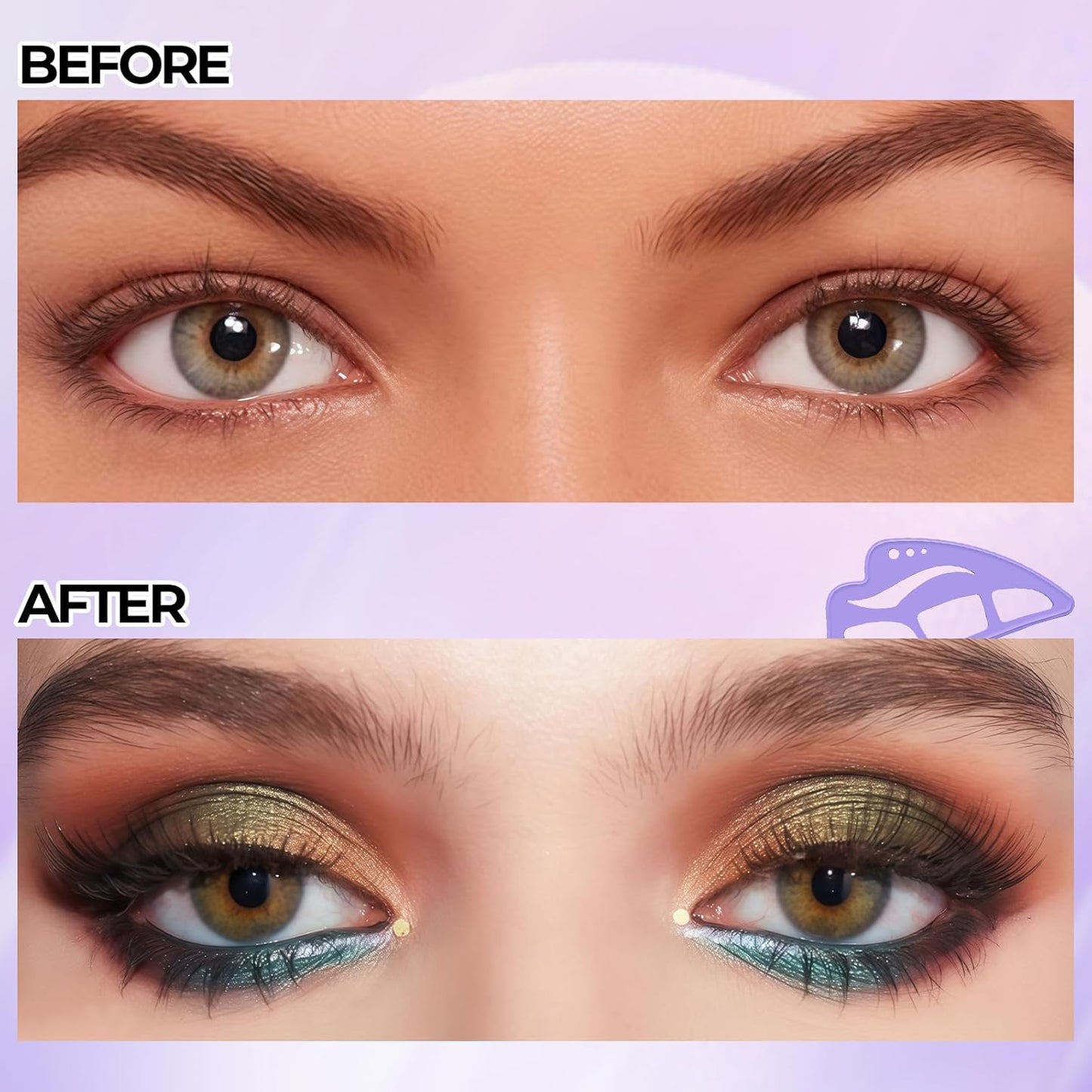 DAGEDA 3Pcs Eyeliner Stencils Set, Suitable for Eyetour Eyeshadow, Eyeliner,Mascara Shield,Reusable Silicone Eyebrow Stencils Eye Liner Tool Multi-functional Makeup Tool(Purple)