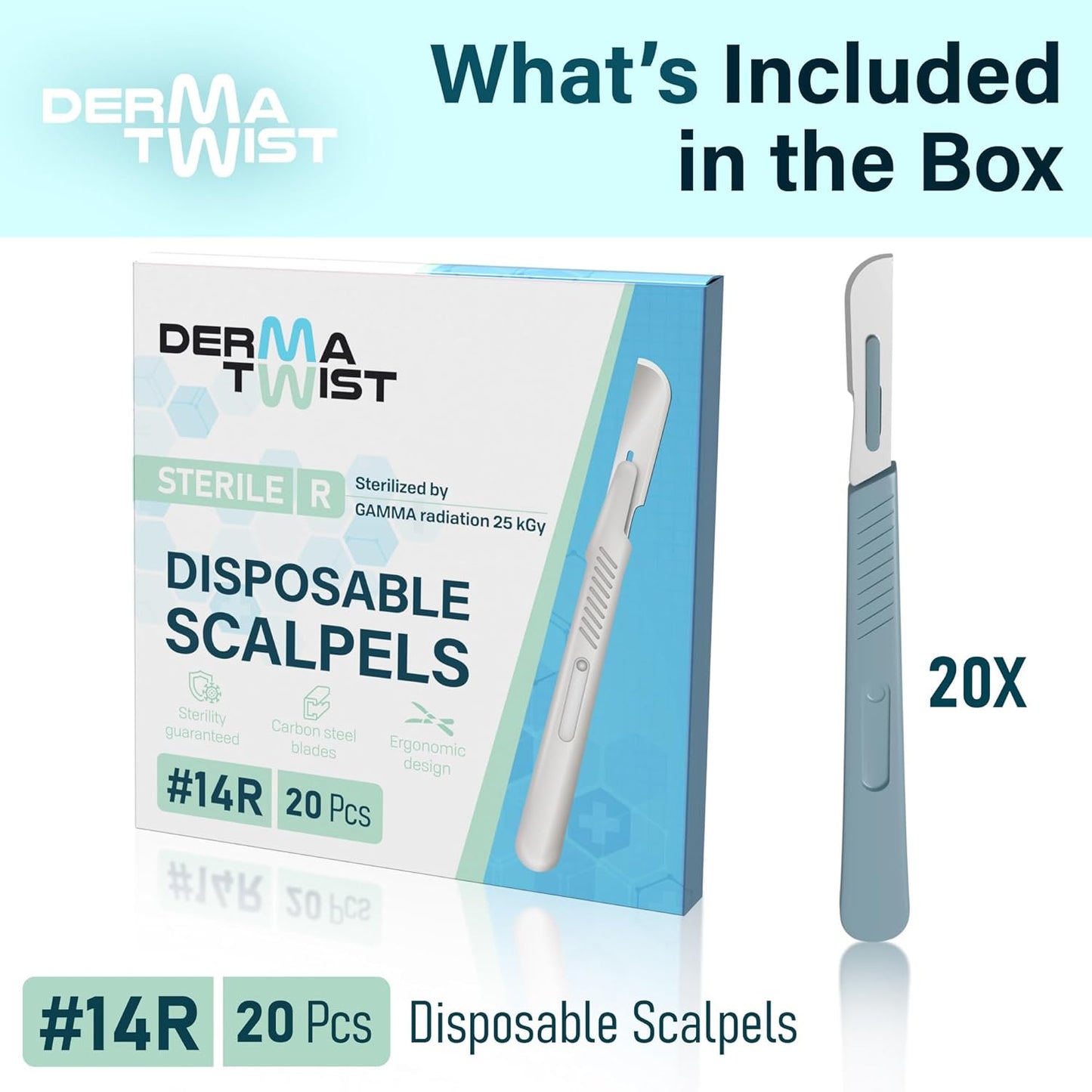 DermaTwist Dermaplane Razor for Women Face – 20-Pack Sterile Disposable Dermaplane Scalpels Facial Razors for Women Face Dermaplaning Professional Face Shaver (14R)