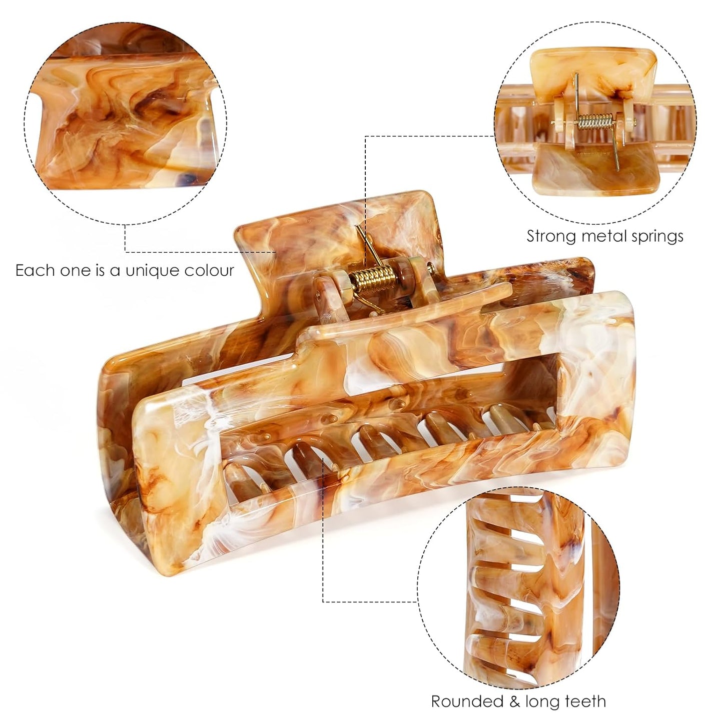 3Pcs Hair Claw Clips for Women, 4.1 Inch Non slip Claw Clip, Reference Ink Painting Design, Ideal for Home Party and Work Styling, Hair Accessories for Girls Gift (Brown and Green and Purple)