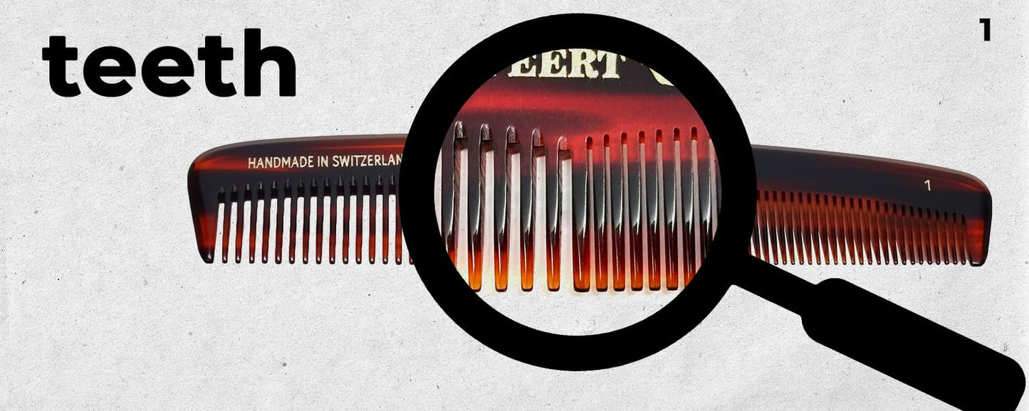 #1 Handmade Wide Narrow Tooth Comb Tortoise Havana Acetate Thick Coarse Curly Thin Fine Straight Hair Detangling Parting Grooming Teasing Styling Hairdresser Barber Hairdressing Wet Dry Pocket