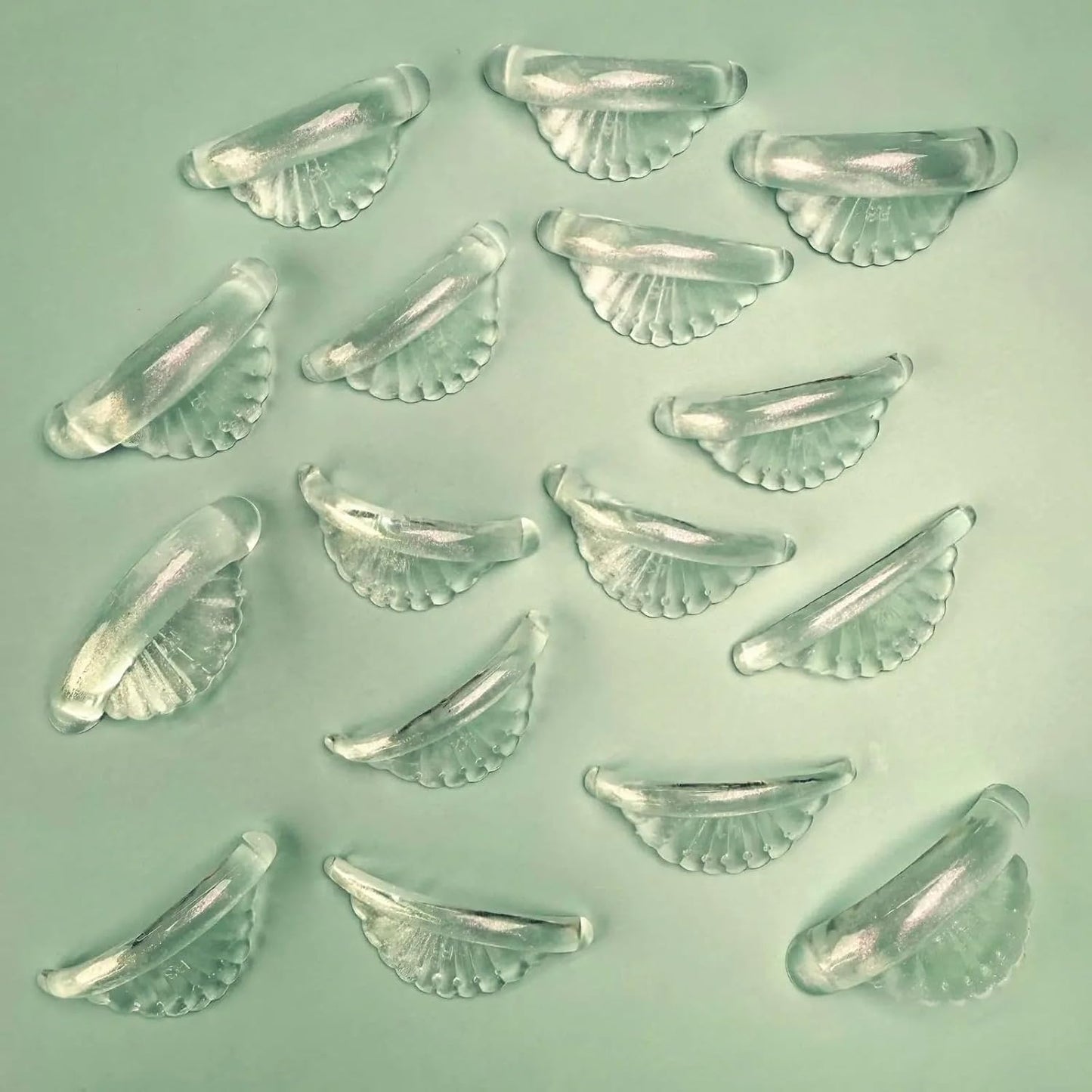 Sticky Pads for Lash Lift – Reusable Silicone Shields for Eyelash Perming, No Glue Needed, Self-Adhesive Curling Pads for Lash Lifting & Brow Lamination (Glitter Shell – 8 Pairs)