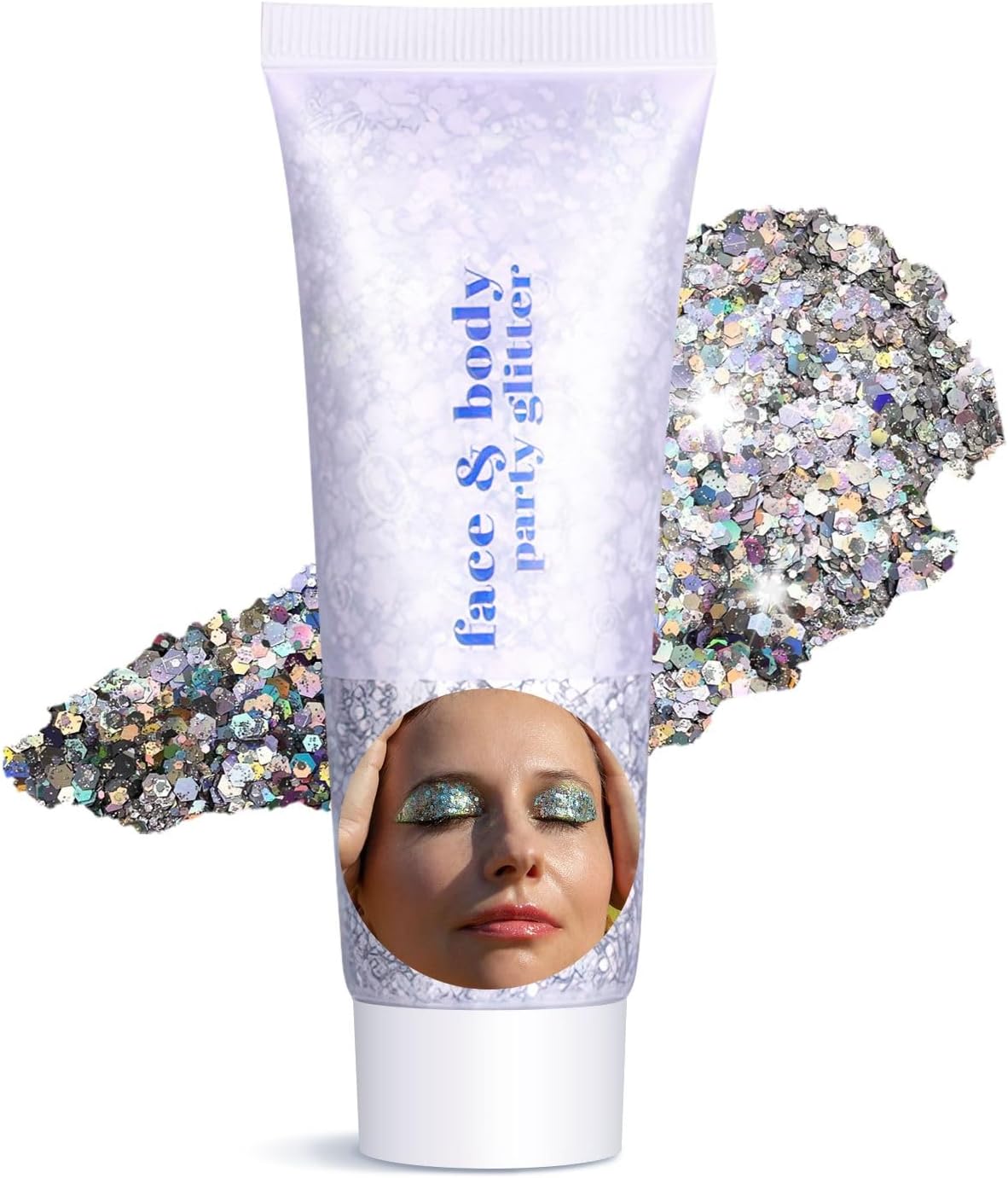 Body Glitter Gel - Halloween Costumes for Women, Sparkly Chunky Glitter Hair for Kids, Halloween Christmas Singer Concert Festival Rave Accessories (Silver Body Glitter)