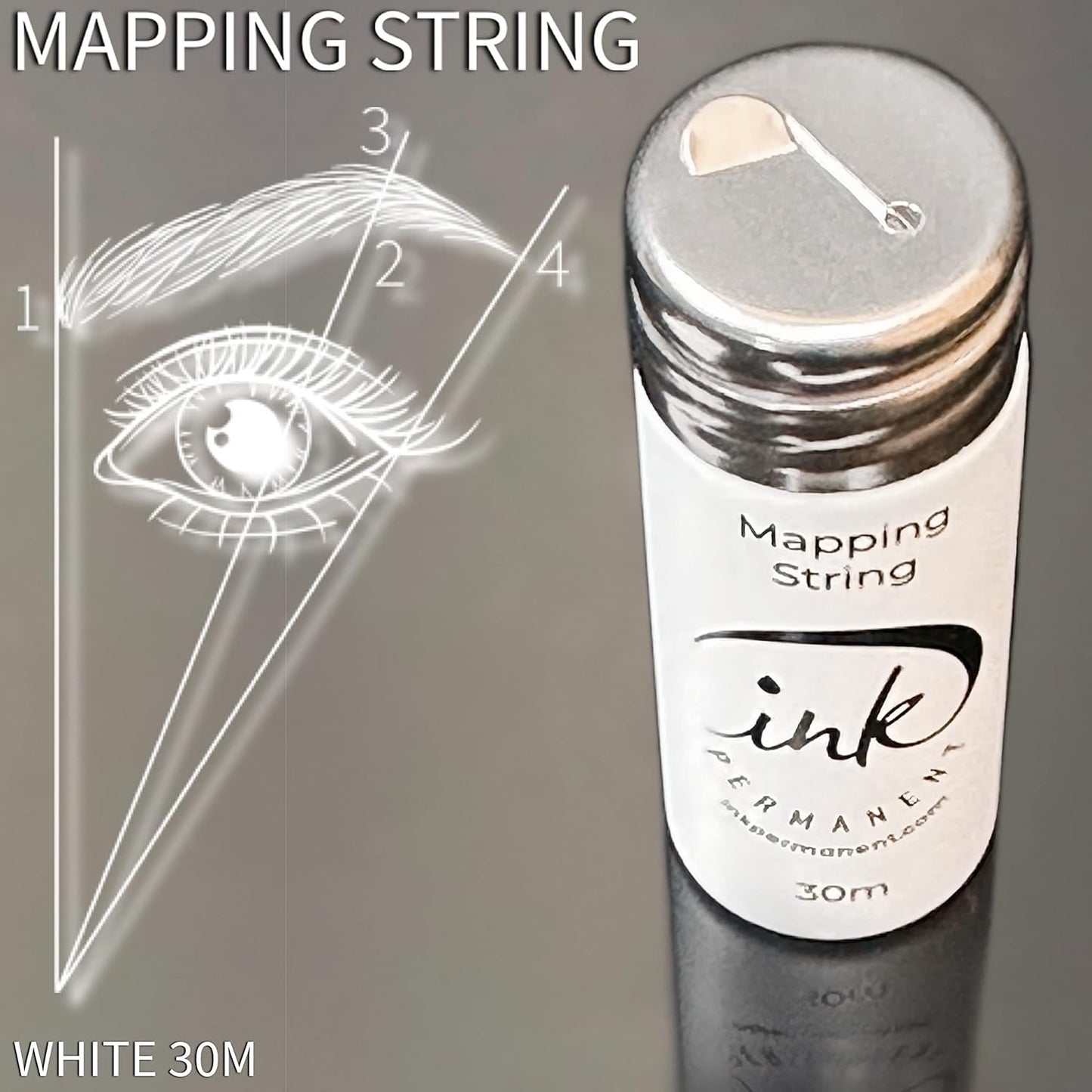 Ink Permanent Brow Mapping String [100 Ft Bottles - 30 m] Pre-Inked String for Permanent Makeup and Microblading Supplies, Brow Mapping Kit, Pre-Inked Thread for Eyebrow Shaping (Black)