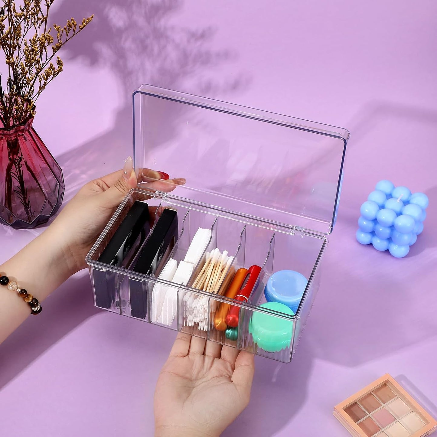 2 PCS Lash Extension Organizers and Storage, Lash-Extension-Supplies Organizer, Lash Cart Organizer, Acrylic Large Capacity Eyelash Extension Supplies Storage Box, Lashes Supplies Container