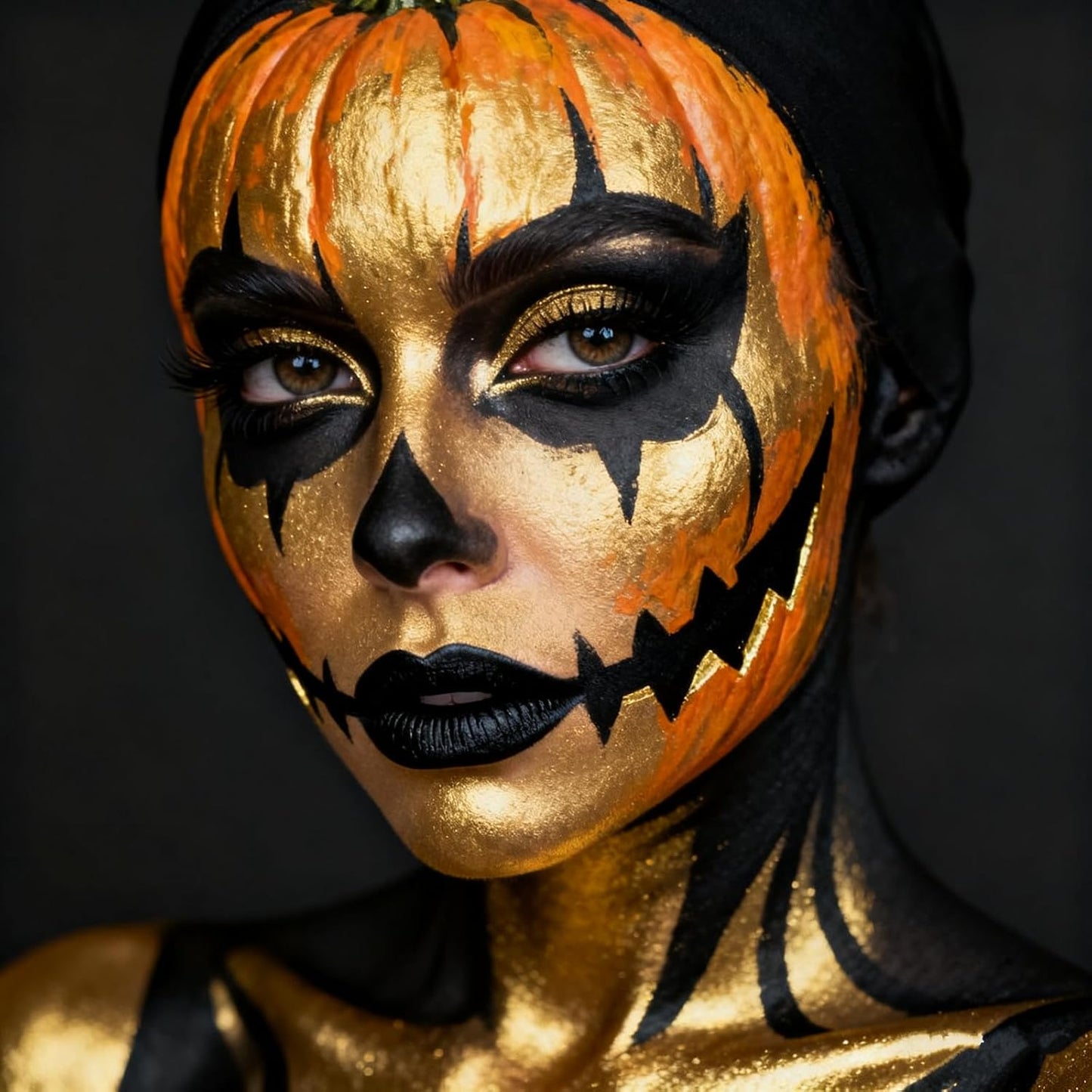 Go Ho Cream-Blendable Gold Face Paint (1.06 oz),Waterproof Gold Face Paint Stick for Halloween Cosplay Zombie Vampire Skeleton Clown SFX Makeup,Gold Eye Black Stick