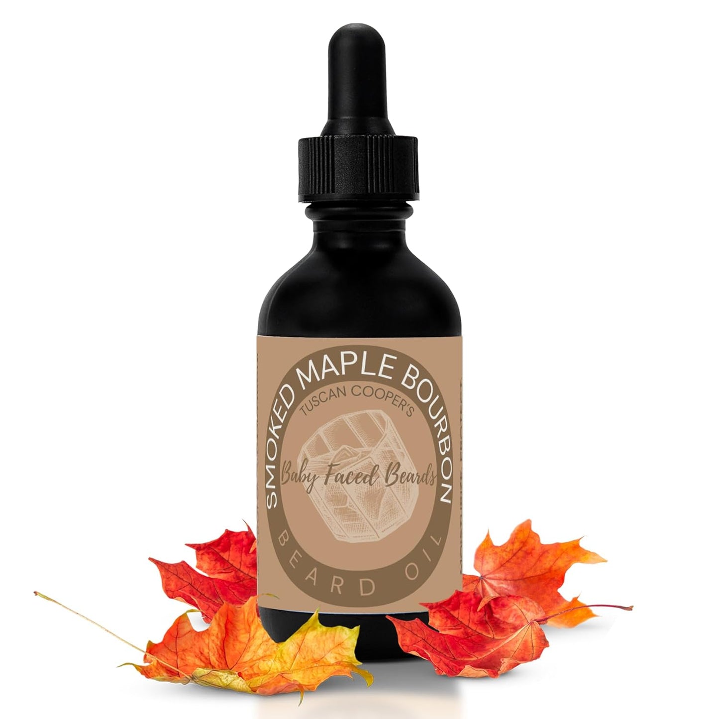 Tuscan Cooper's Baby Faced Beards Oil for Men - Hydrating, Nourishing, Natural Beard Softener and Conditioner for All Hair Types. Coconut, Jojoba, and Sweet Almond Moisture - Smoked Maple Bourbon