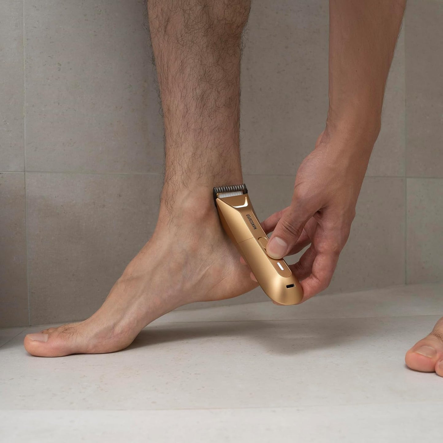 MANSCAPED® The Lawn Mower® 5.0 Ultra Groin & Body Hair Trimmer – Dual-Head SkinSafe® Trimmer & Foil Blades, Waterproof Groomer, USB-C Rechargeable with Travel Case, Men’s Ball Shaver, Forged Gold