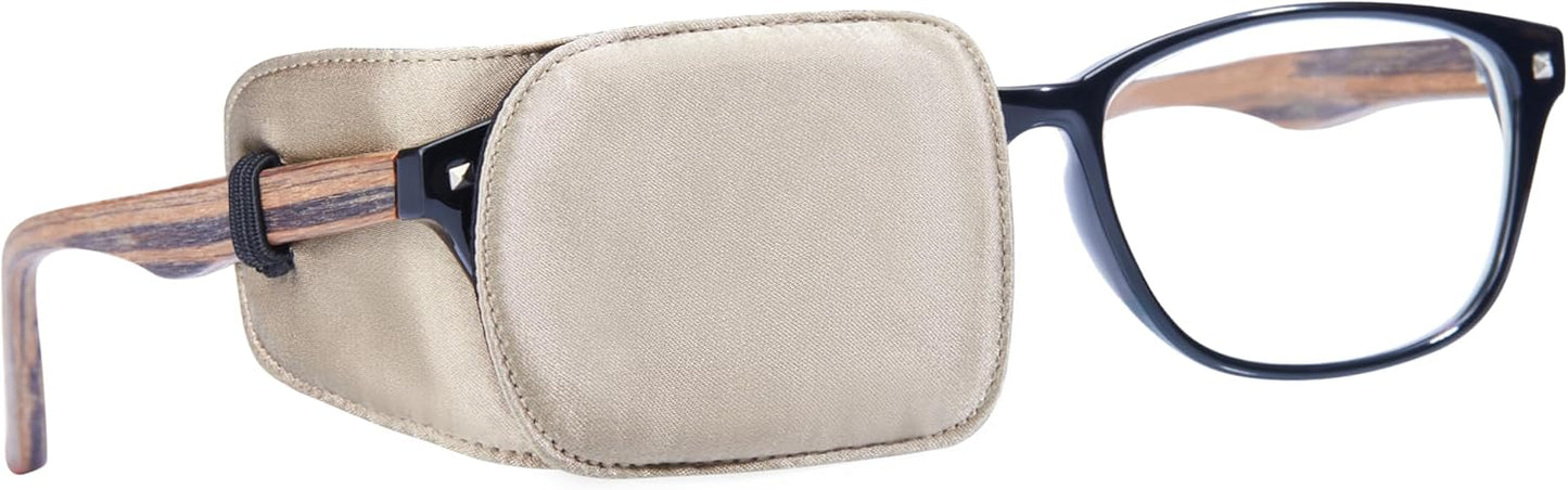 Astropic Silk Eye Patch for Adults Kids Glasses to Cover Either Eye (Medium, Khaki)