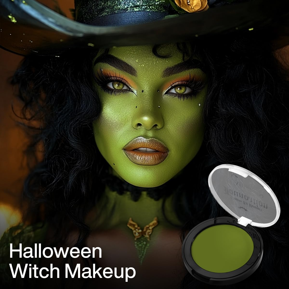 Green Face Paint Foundation for Wicked Witch Makeup - Waterproof High Pigment Concealer, Smooth Texture Greasepaint, Matte Goth for Witch Costume, Halloween, St. Patrick's Day