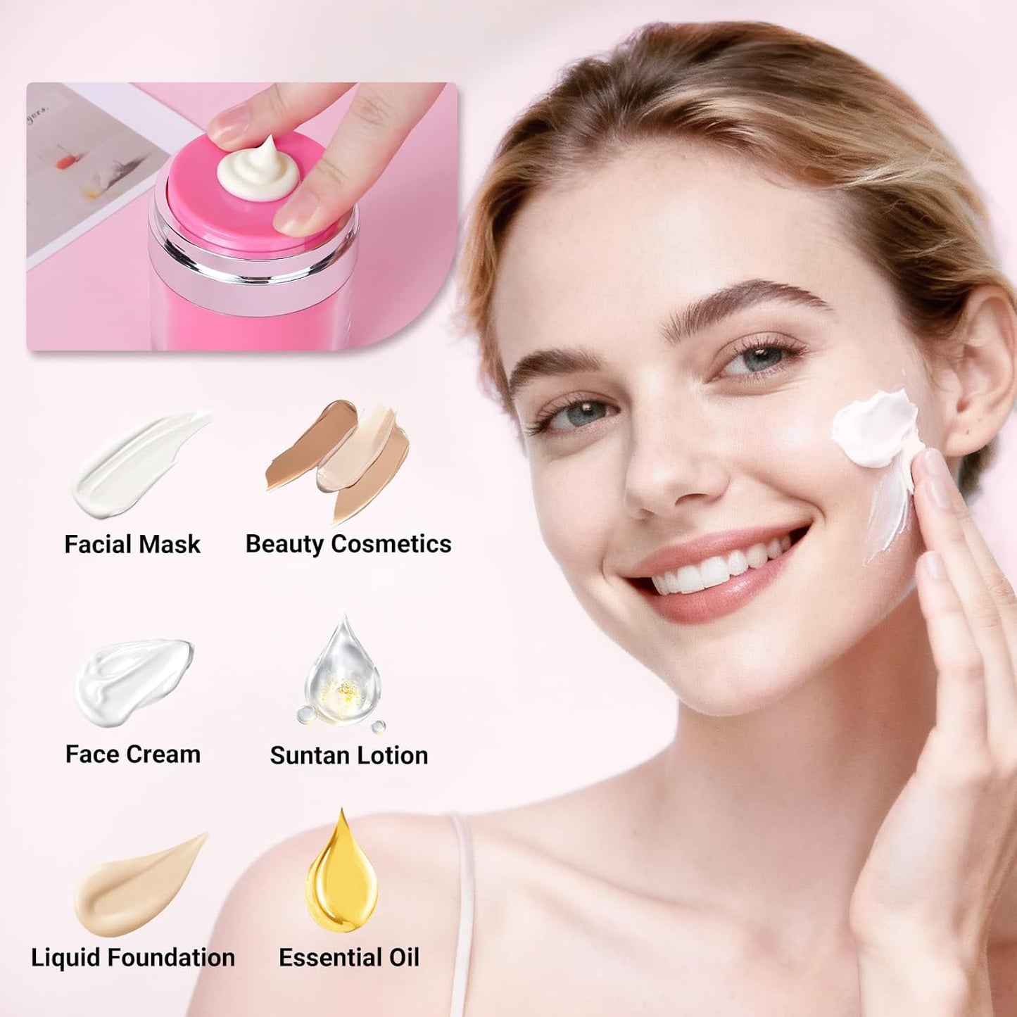 Segbeauty 1.7oz Empty Airless Jar Lotion Dispenser Travel Toiletry Bottles, 3pcs Refillable Mini Travel Liquid Containers, 50ml Reusable Pump Bottle Jar, Small Vacuum Skincare Cosmetic Containers