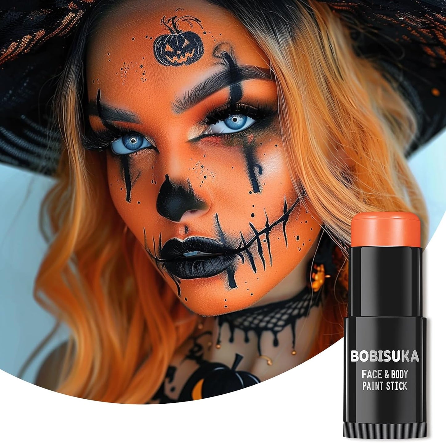 BOBISUKA Orange Body Paint Stick, Orange Eye Black Sticks for Sports, Waterproof Face Painting for Halloween Pumpkin Tiger SFX Cosplay Special Effects Costume Parties Stage Makeup