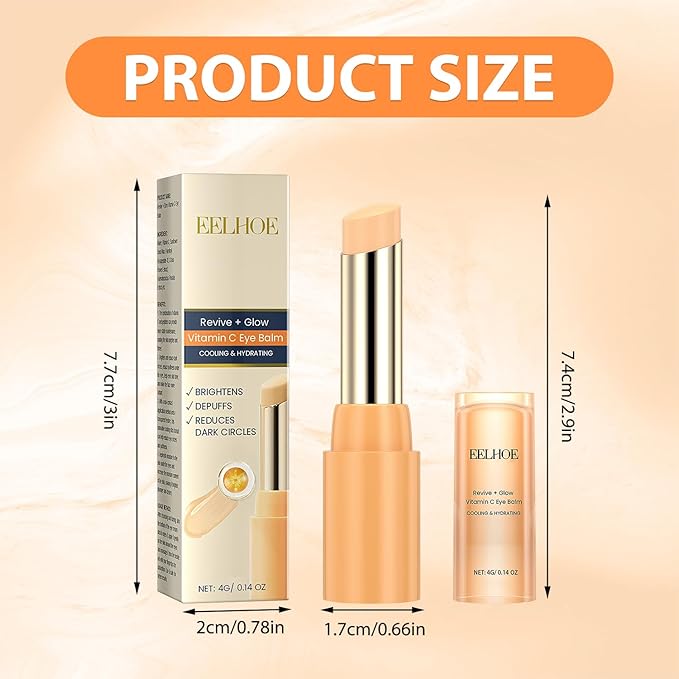 Revive + Glow Vitamin C Eye Balm (0.14 oz),Moisturizing & Hydrating Eye Cream, Brightening and Reducing Dark Circle, Firming Eye Cream (2 PCS)