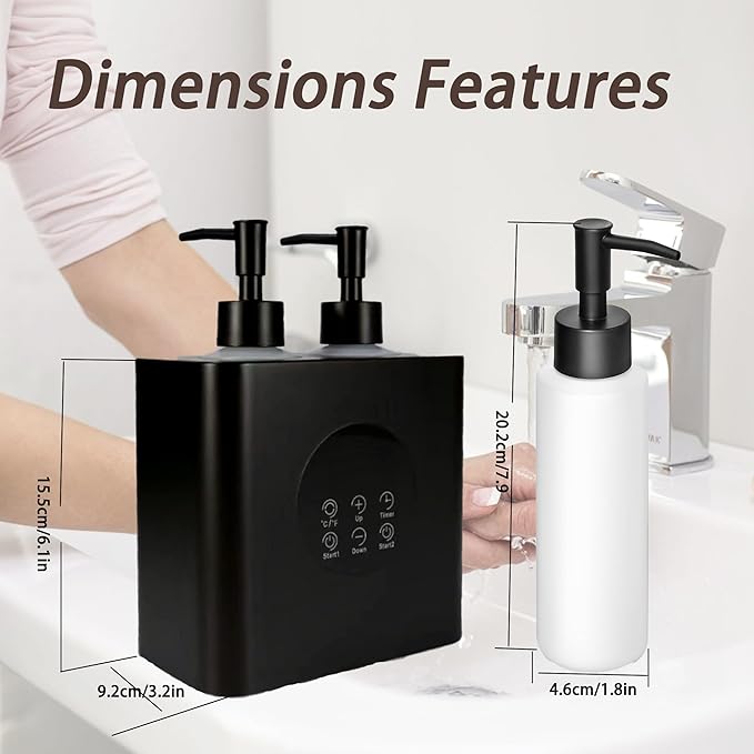 Massage Oil Warmer, Professional Lotion Warmer, Cream Warmer, Oil Bottle Warmer, Automatic Thermostat, For Salon, Barber Shop, Home, With Four Oil Bottle Dispensers, 002-Black