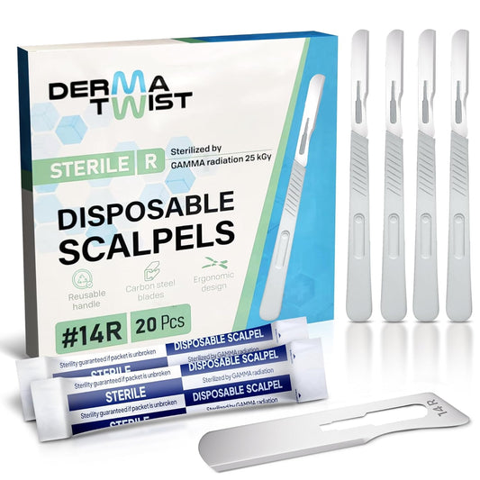 DermaTwist Dermaplane Razor for Women Face – 20-Pack Sterile Disposable Dermaplane Scalpels Facial Razors for Women Face Dermaplaning Professional Face Shaver (14R)
