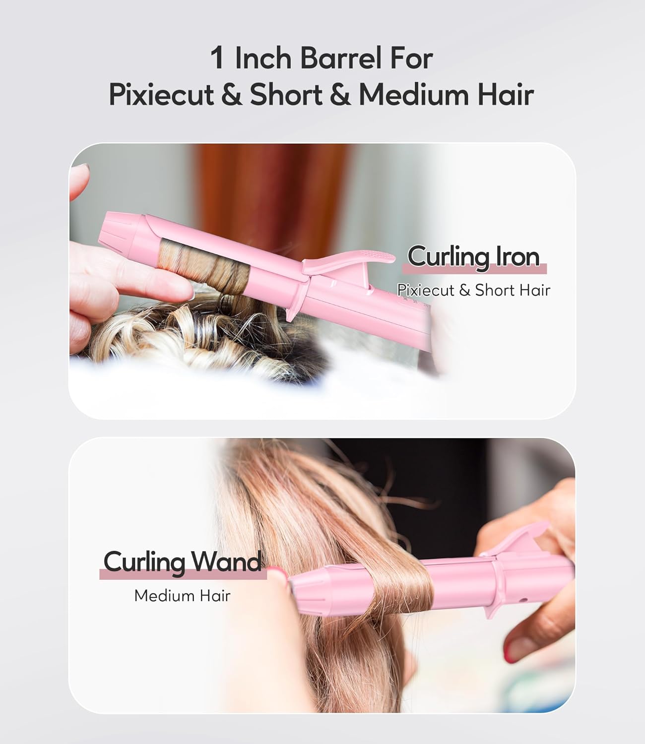 FARERY Mini Curling Iron 1 Inch, Ceramic Mini Hair Curler with 3 Adjustable Temperature, Dual Voltage for Travel,
