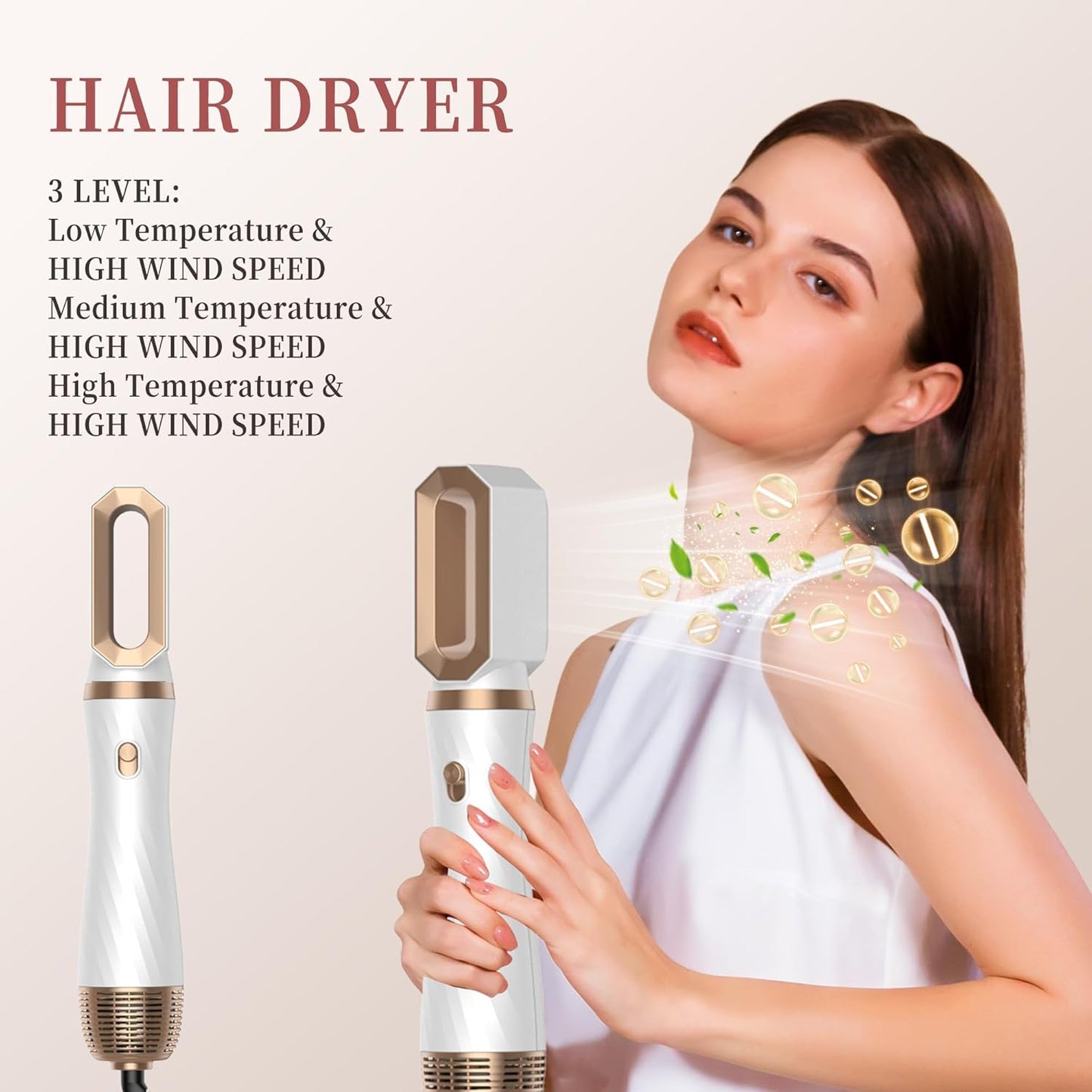 6 in 1 Hair Dryer Brush, Upgrade Detachable Blow Dryer Brush Air Styler Wrap Air Curler, Curly Twist Hot Curling Iron, Negative Ion Blow Dryer Hot Styler, Travel Hair Styling Tool