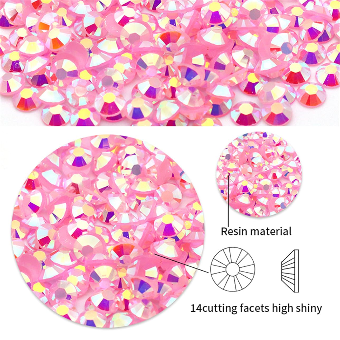 4500 Pcs SS6 2mm AB Flatback Rhinestones for Nails Art Crafts Glitter Round Shine Gems Crystals DIY Clothes Shoes （Dark Pink AB）