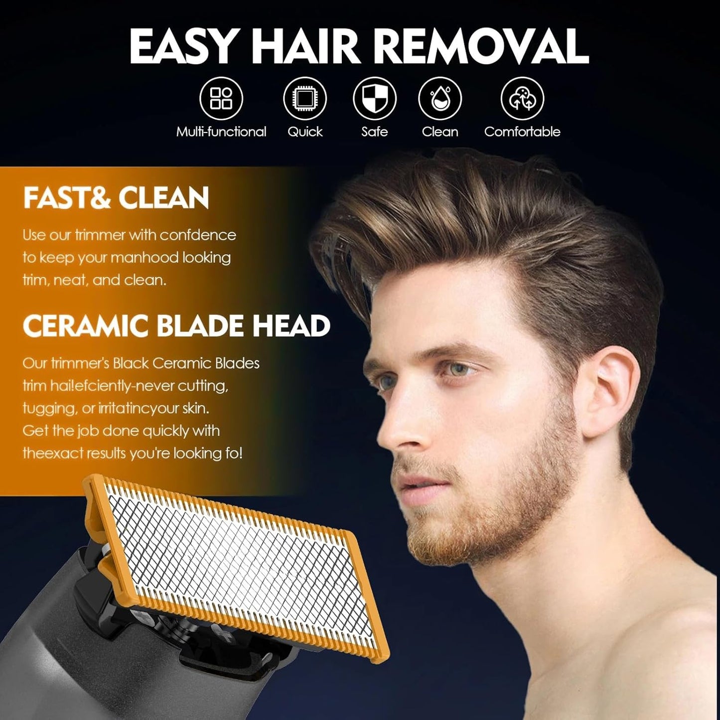 4-Pack Replacement Blades & 3 Guide Combs(1/3/5mm), Compatible with All Philips Norelco OneBlade Handles (QP14xx,QP19xx,QP25xx, QP26xx, QP27xx, QP28xx, QP65xx, QP66xx)