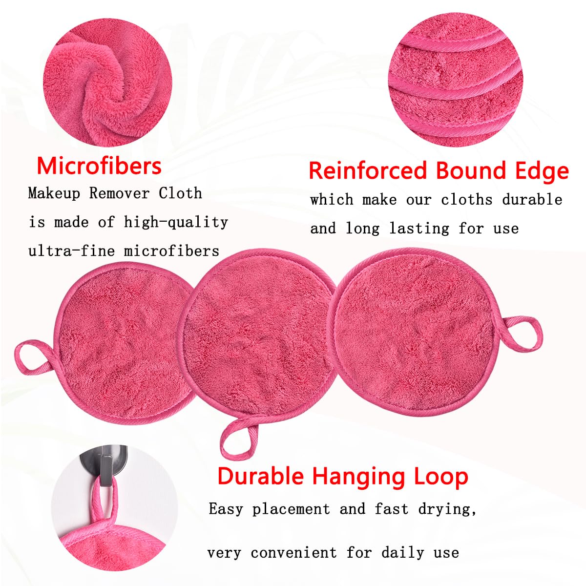 Large Reusable Makeup Remover Pads for Face, Soft Microfiber Makeup Remover Cloths Washable, Premiun 5 INCH Face Cleaning Pad with Laundry Bag, 24 Pack Pink