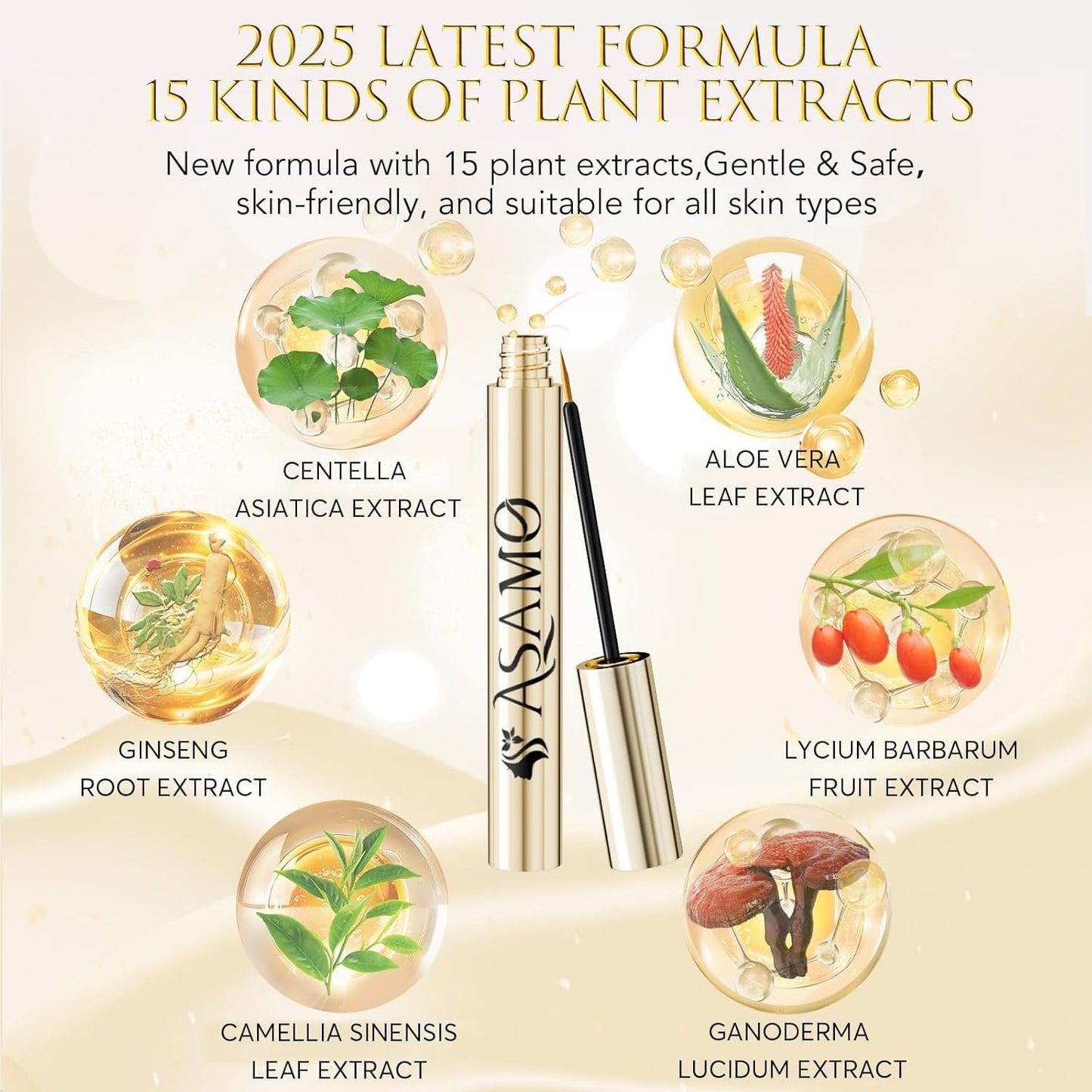 Eyelash Growth Serum – Lash Serum for Eyelash Growth with 15 Plant Extracts for Longer Thicker Fuller Lashes Nourishing Formula to Enhance Natural Beauty Hypoallergenic Oil Free lash growth serum -3ml