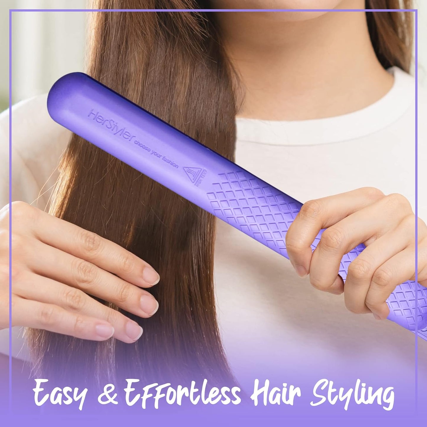 Herstyler Colorful Seasons Flat Iron - Travel Friendly Dual Voltage Flat Iron 1.25 inch - Ceramic Dual Voltage Hair Straightener - Purple Straightening Iron with Negative Ion Technology To Fight Frizz