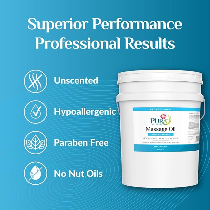 Professional 5 Gallon Arnica Oil, Muscle Relief, Unscented, Hypoallergenic, Natural Ingredients, Skin Moisturizing, Hydrating, Deep Tissue, Muscle Soothing, Pain Relief