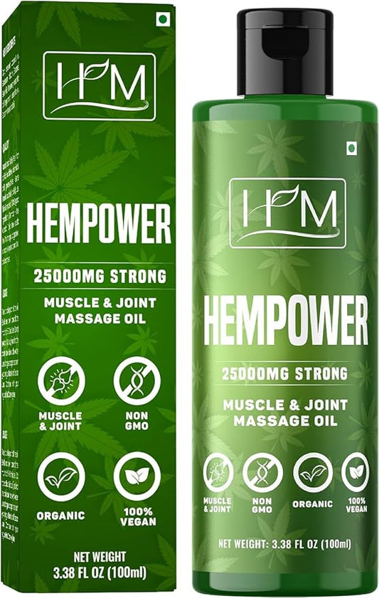 Hempower - Massage Oil for Muscle & Joint Pain - 25000 MG | Ultra-Strength Formula | Soothes Discomfort, Supports Active Lifestyle, Quick-Acting Relief | (3.38FL Oz) (100 ML)