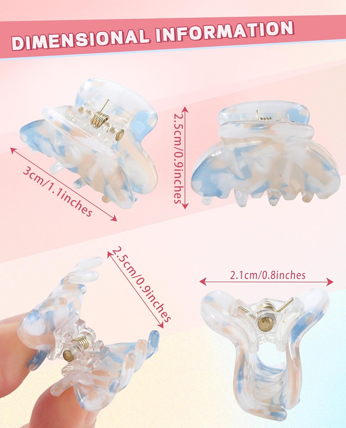 Claw Jaw Hair Clips 12PCS Small for Thin Hair Styling Mini Accessories Classic Clamp for Women Girls