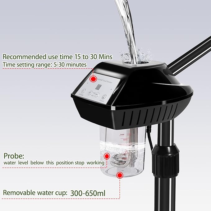 Professional Face Steamer on Wheels,Ozone Face Steamer for Deep Facial Cleansing