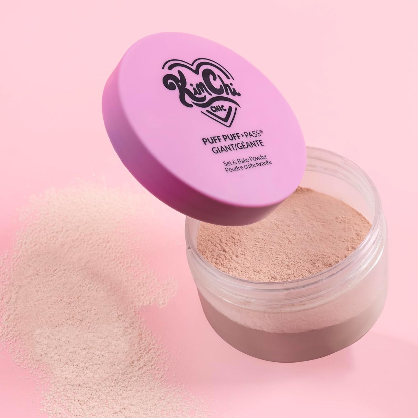 KimChi Chic Giant Puff Puff Pass Set & Bake Powder - Loose Setting Powder with Rice & Vitamin E, Finely Milled for All Day Wear, Translucent 80g