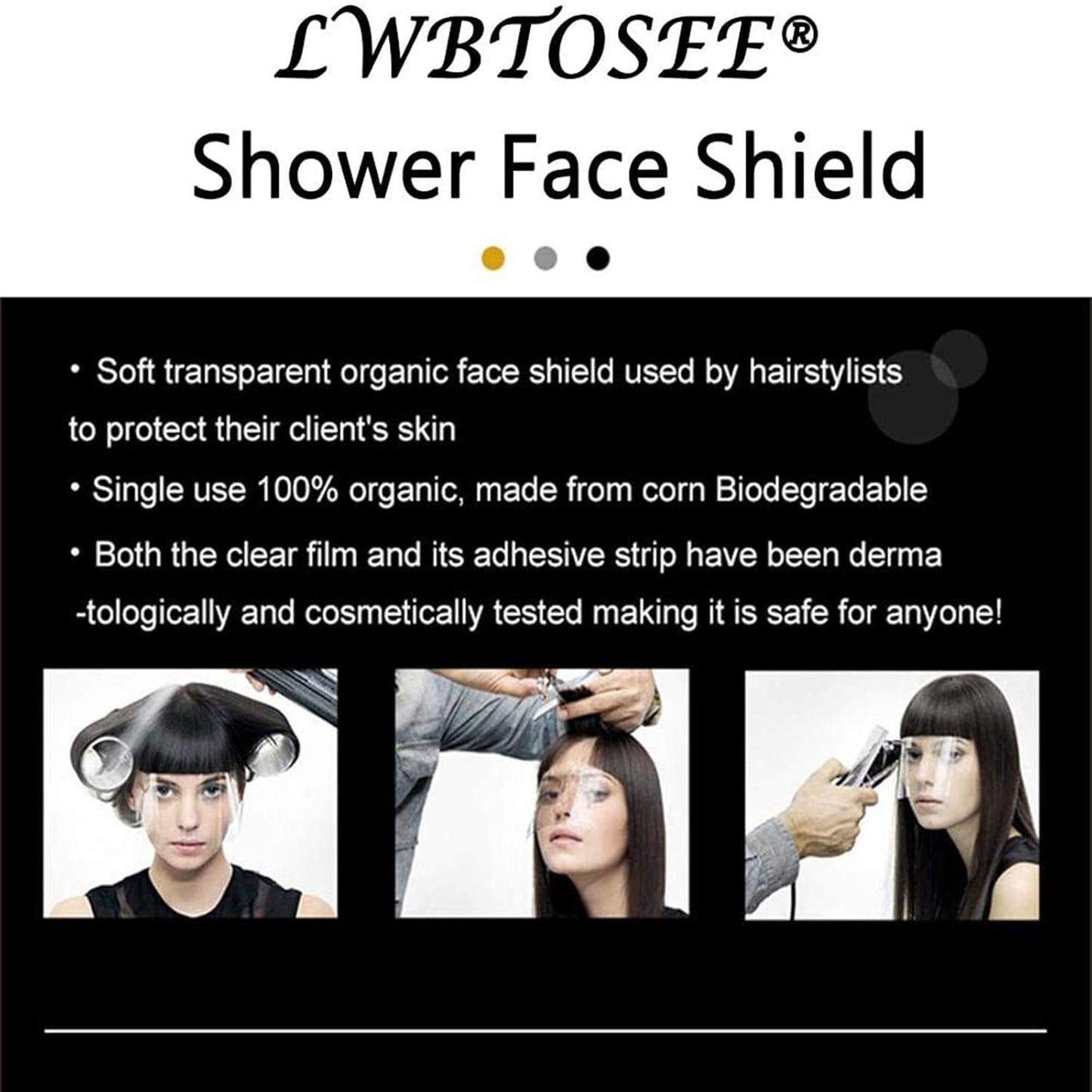 LWBTOSEE Disposable Transparent Haircut Shield for Forehead & Glasses - Waterproof Adhesive, Blocks Falling Hair & Water During Showering/Cutting-50pcs