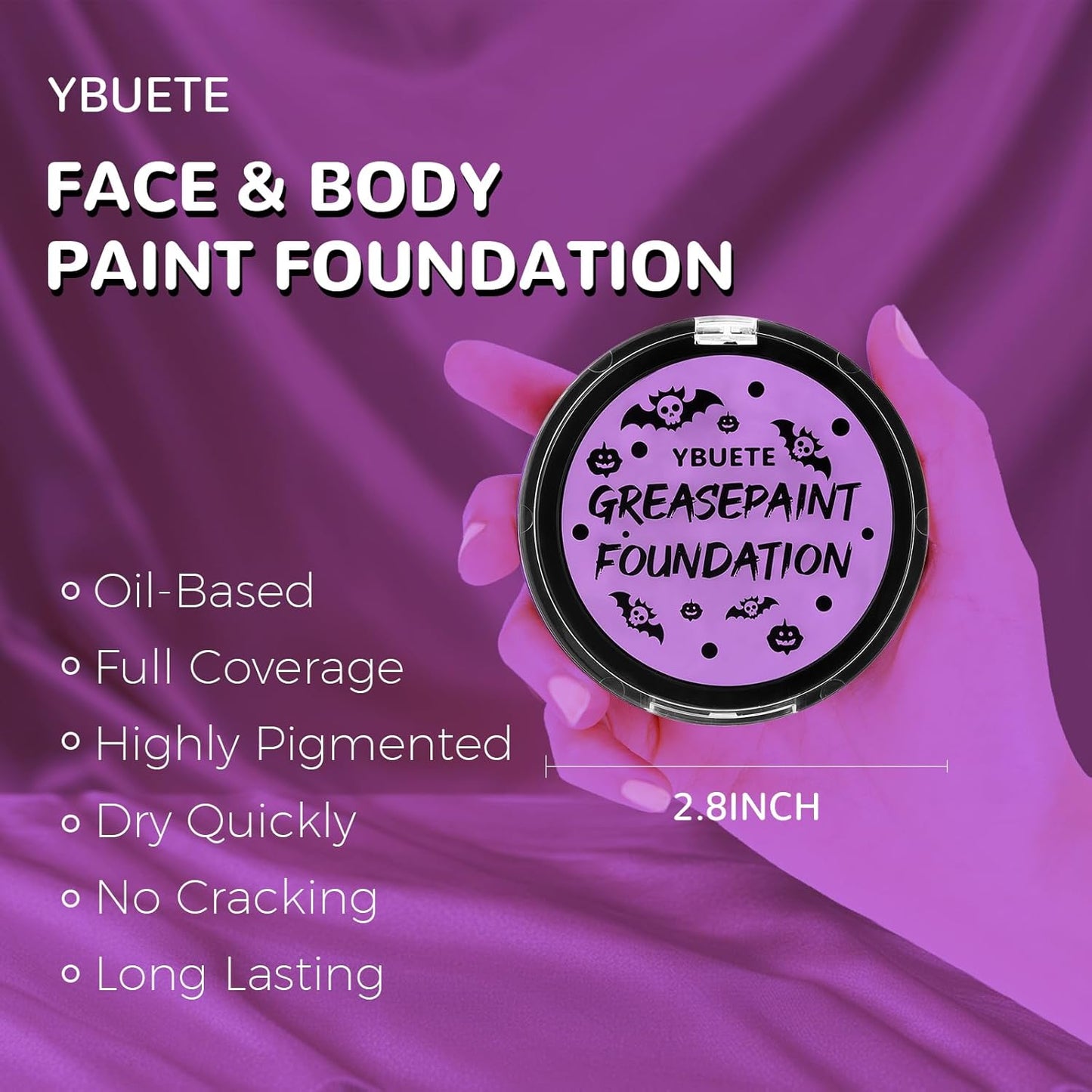 Light Purple Cream Face Body Painting Foundation, Professional Waterproof Oil Based Light Purple Face Paint Halloween SFX Ursula Costume Cosplay Makeup Face Paint for Adult Costume Party