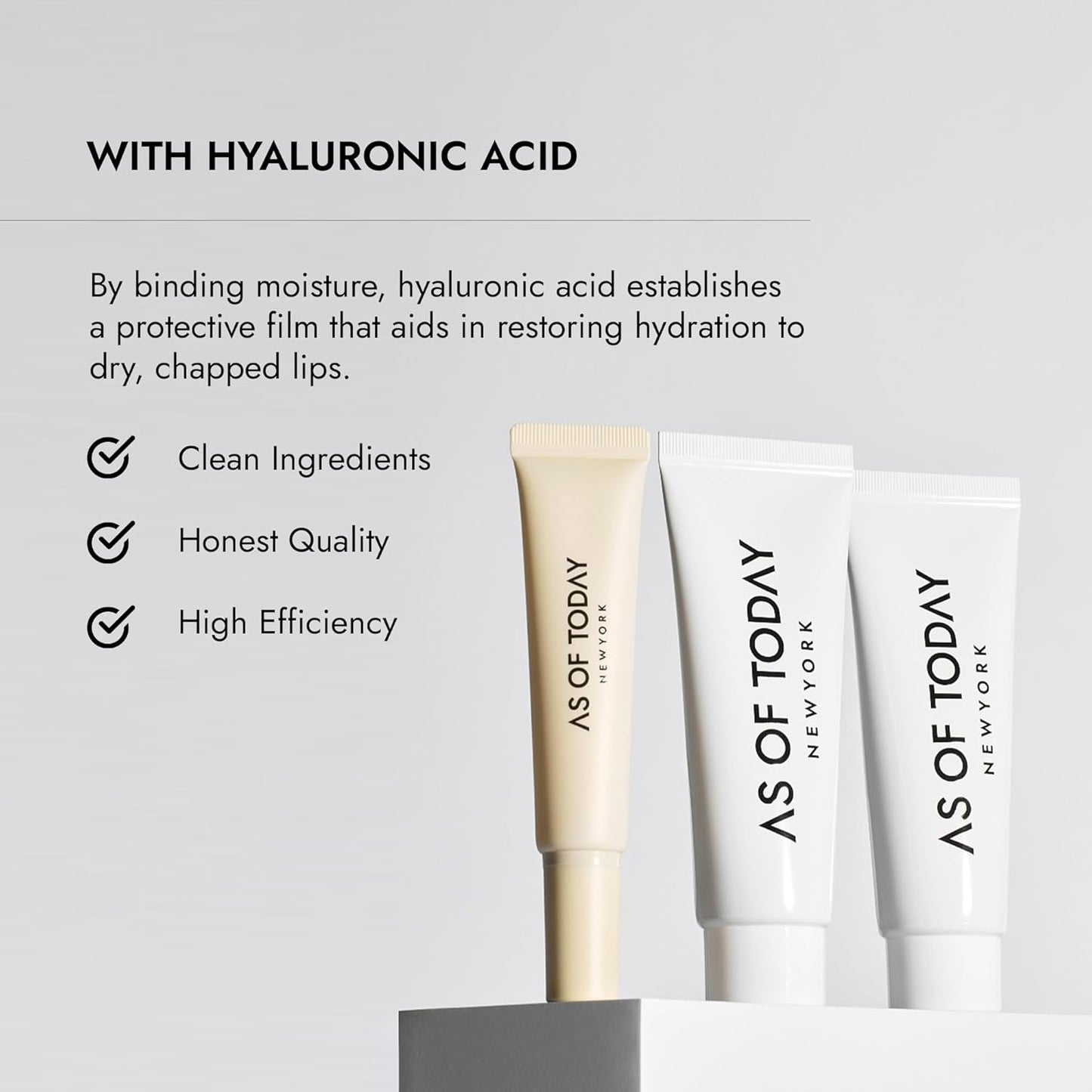 AS OF TODAY R Peptide Lip Balm | Salted Caramel Hydrating Lip Treatment | Hyaluronic Acid + Peptide Glossy Balm | Plumping Moisturizing for Dry Lips | Clean Beauty Formula | 0.35 oz Tube