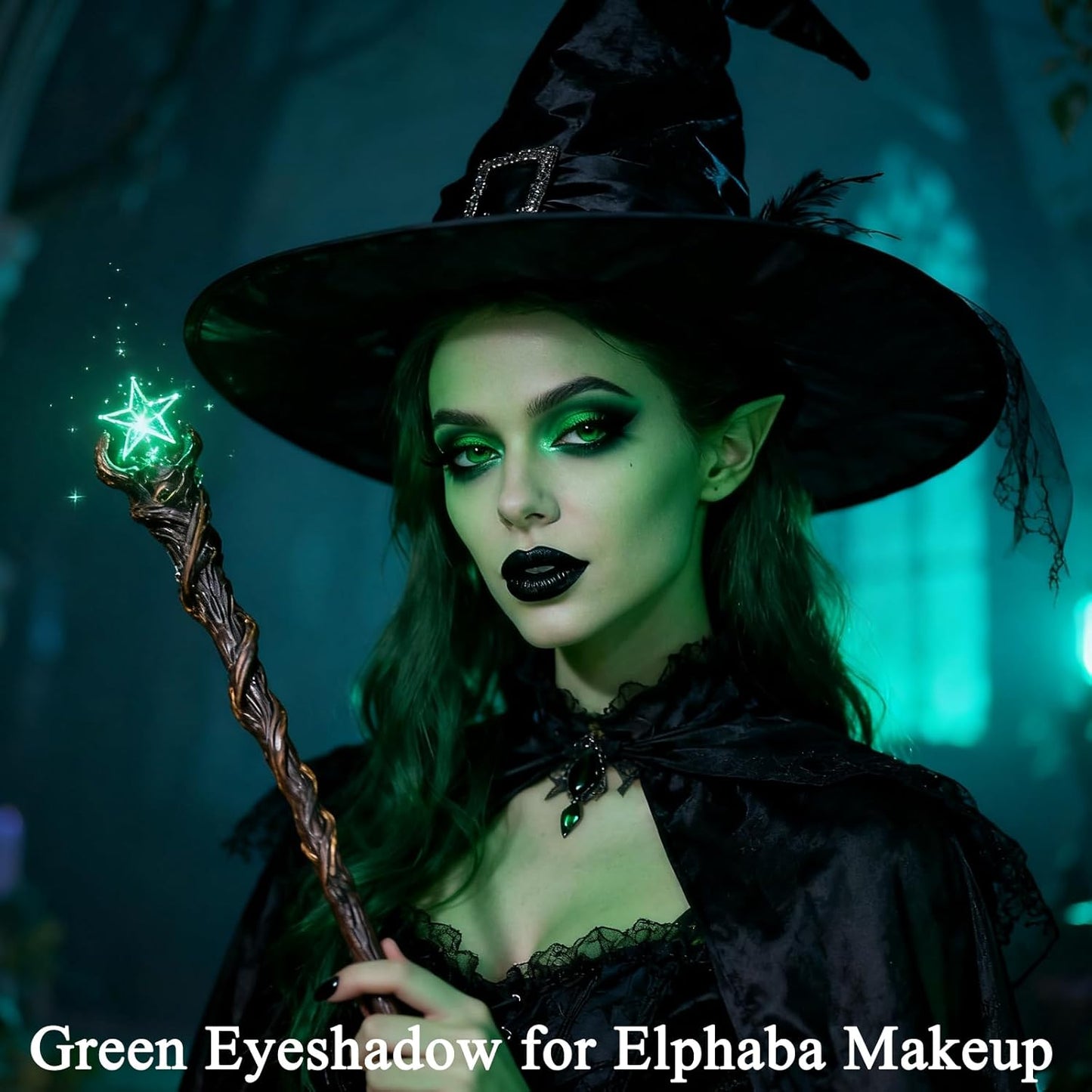 MEICOLY Single Green Eyeshadow Palette,Matte Green Eye Shadow for Elphaba Makeup,Pressed Powder Eyeshadow,Matte Shade Eyelid Color Eye Makeup,High Pigment,Long Wear