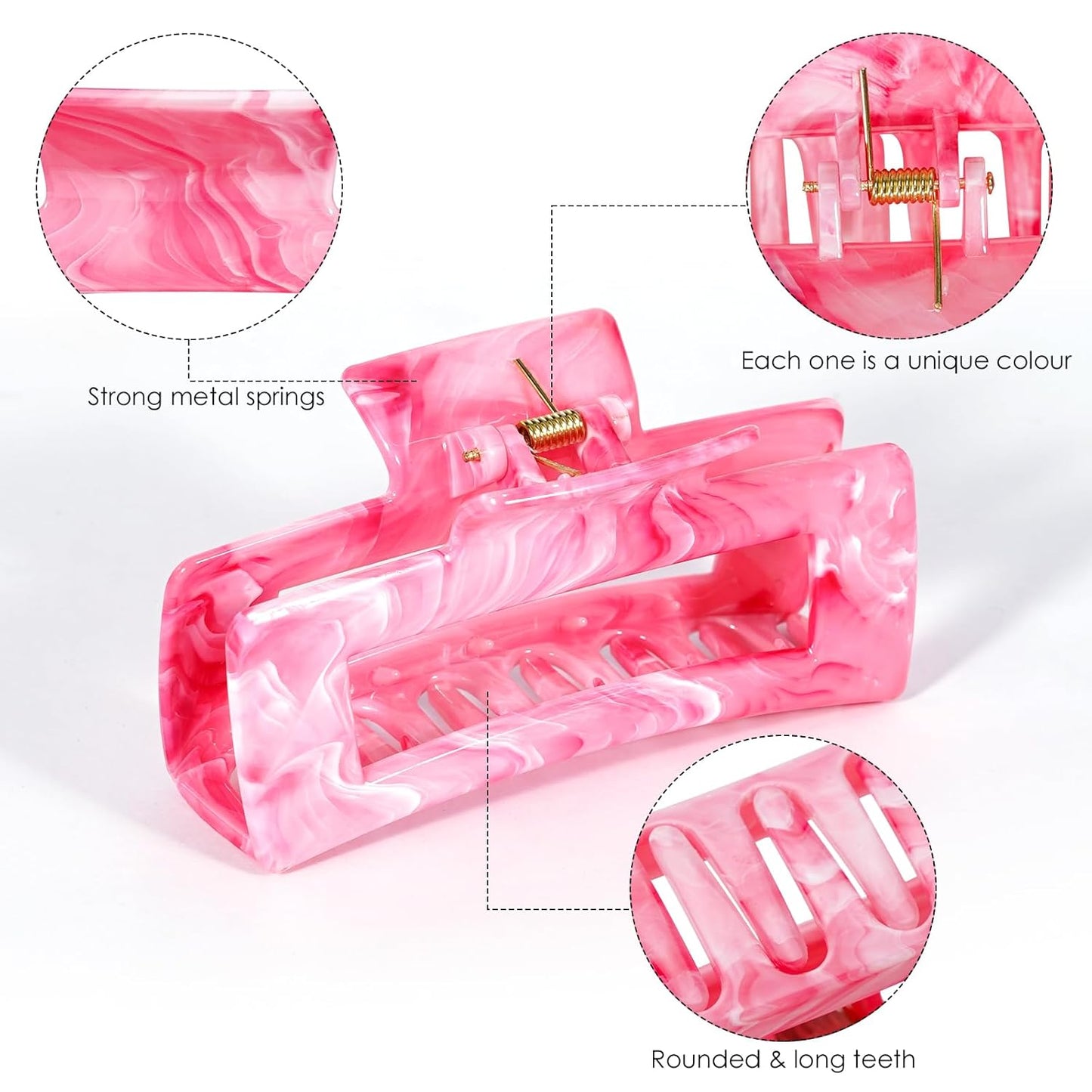 3Pcs Hair Claw Clips for Women, 4.1 Inch Non slip Medium Claw Clip, Reference Ink Painting Design, Ideal for Home Party and Work Styling, Hair Accessories for Girls Gift (Pink Blue Gray)