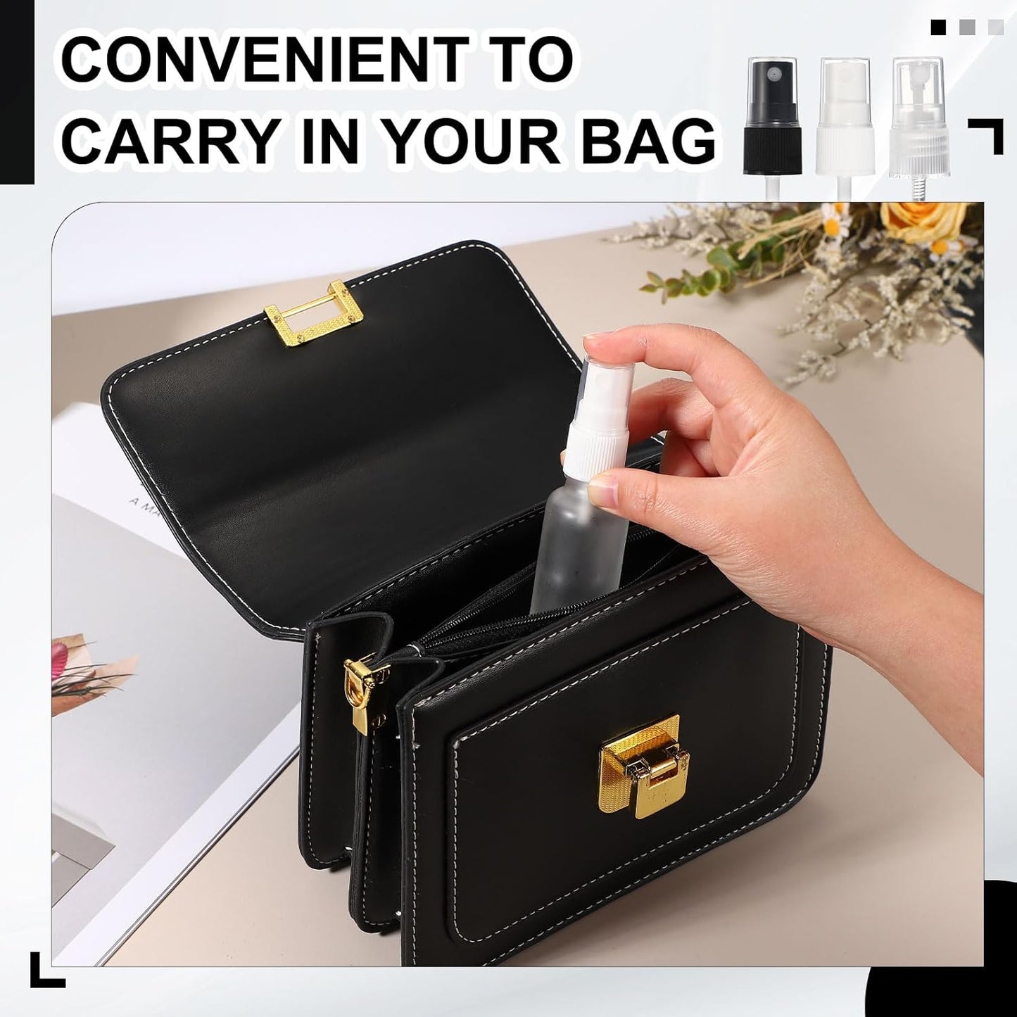 Fine Mist Spray Top, Spray Bottle Top Nozzle Sprayer Reusable Replacement for 24 Caliber Bottles Pump - Fitting For(Essential Oil Bottles/Perfumes/Cleaning Solution) 8 Pcs & Clear