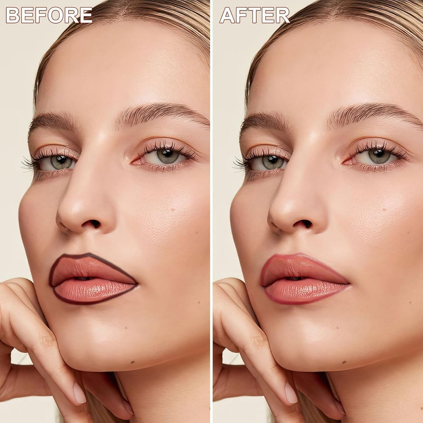 Lip Stain Peel Off - Lip Liner Waterproof, Lip Liner Stain Transfer Proof & Plumping, Moisturizing Non-Stick Cup Matte Finish Stay On All Day, Nude Color