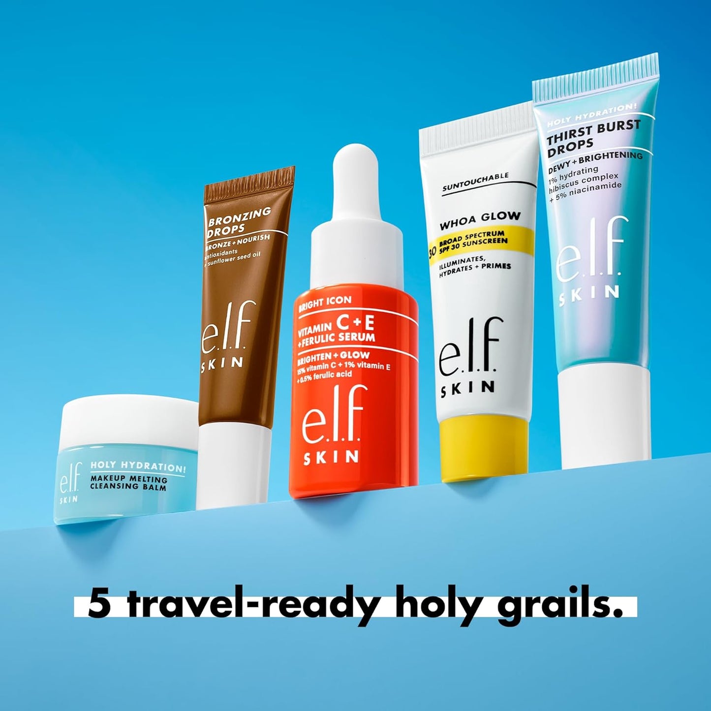 e.l.f. SKIN Best & Obsessed Skincare Kit, Travel-Size Makeup Remover, Sunscreen & Brightening Serums For Glowy Skin, Vegan & Cruelty-Free