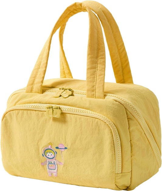 Makeup bag, Large Capacity Cosmetic Bag for Women, Portable Wide-open Toiletry Bag, Travel Makeup Bag with TPU Compartments for Accessories, Essentials, Toiletries, Makeup Brush Bag, Yellow