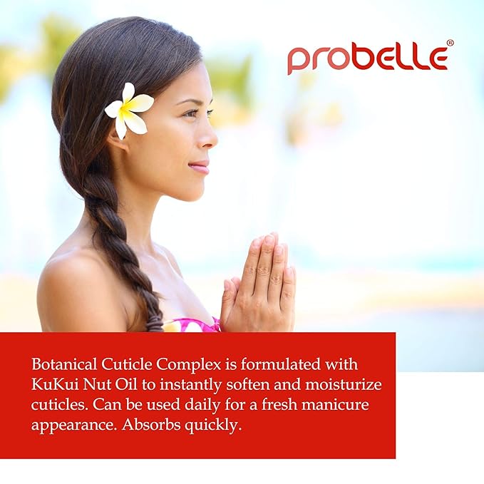 Probelle Kukui Nut Oil Botanical Cuticle Oil, conditions and softens cuticles for healthy nails and cuticle growth, .5oz/ 15 mL