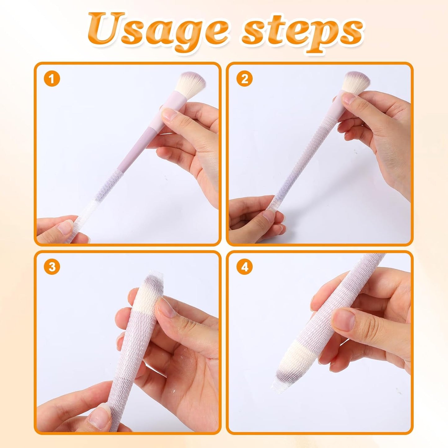 60 Pcs Makeup Brush Cover, Brush Guard Reusable Makeup Brushes Protector Expandable Brushes Nets Mesh Cover Set for Travel, Women and Girls Storing Make-Up, Rose (White)