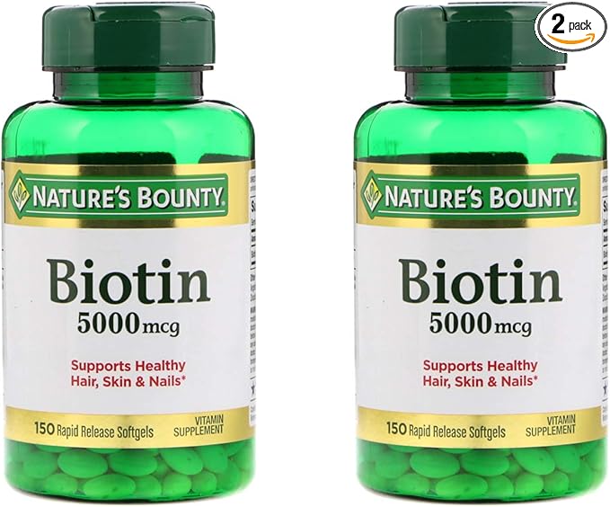 Set of 2 Nature's Bounty® Biotin 5000 mcg, 150 Softgels