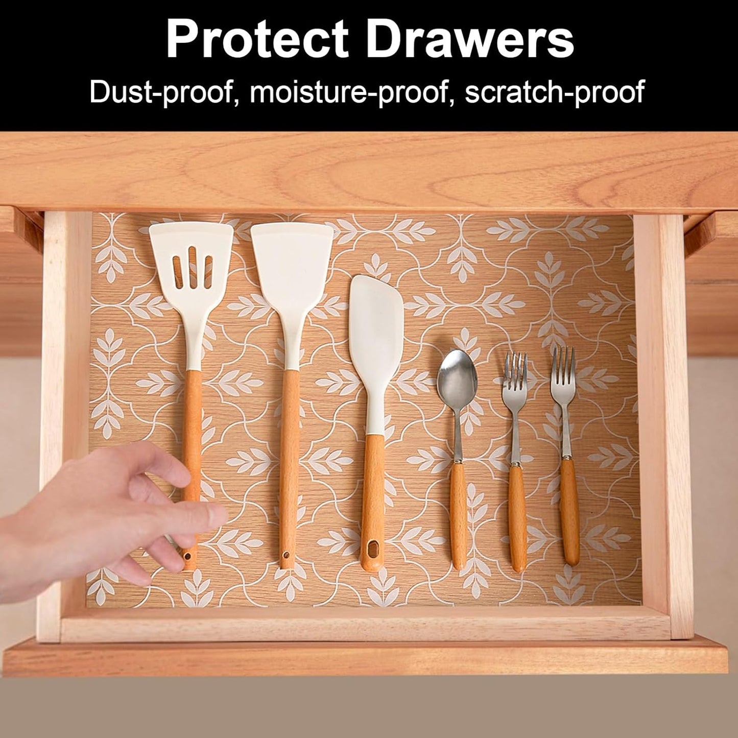 Cooyes Shelf and Drawer Liners for Kitchen Cabinets, Non Adhesive Cabinet Liner, EVA Waterproof Durable Non-Slip Drawer Mats for Shelves, Refrigerator, Storage, Desks