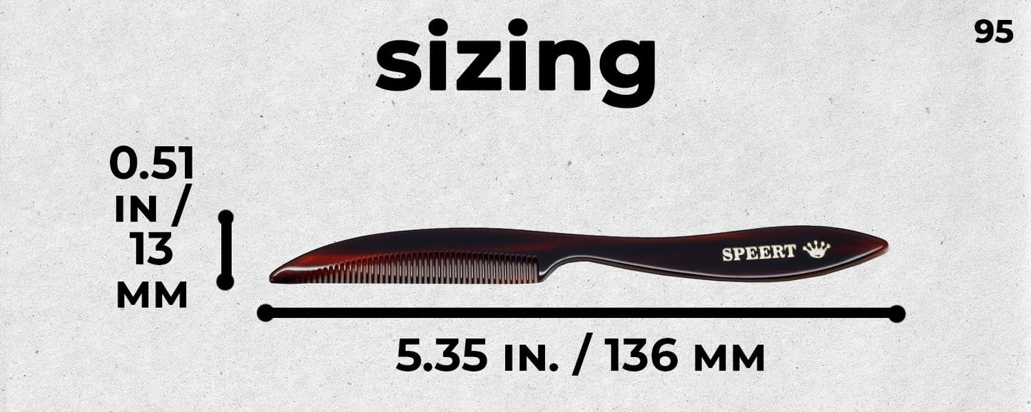 #95 Handmade Narrow Tooth Mustache Beard Comb Small Tortoise Havana Acetate Thick Coarse Fine Short Pocket Sized Facial Hair Grooming Tangle Free Beard Straightener Growth Care Styling Wet Comb