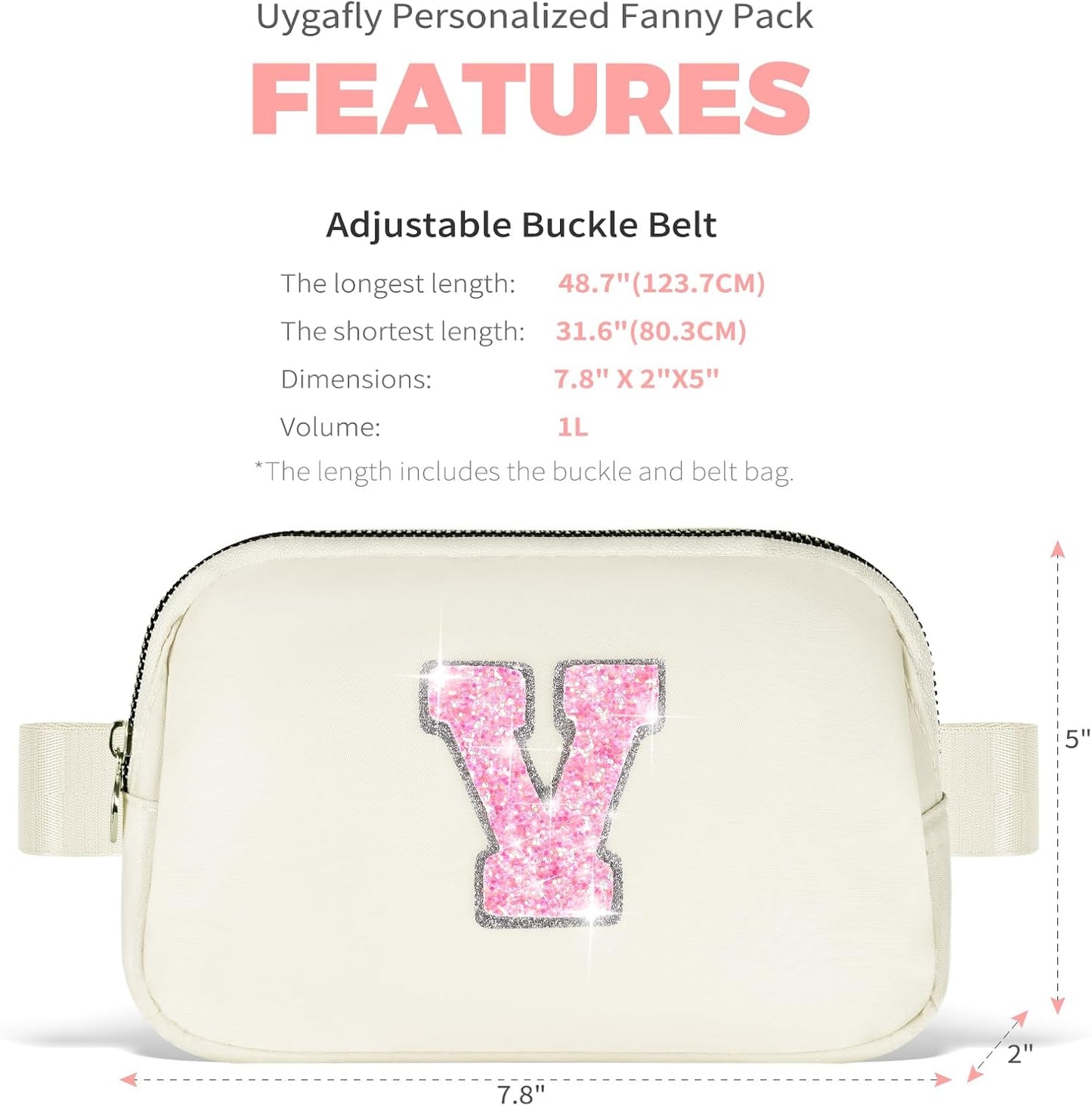 Gifts for Girls Teens Kids - Birthday Gifts for Daughter Sister Her,Teen Girl Essentials,Travel Essentials,Cute Teen Trendy Stuff Waist Packs Belt Bag Crossbody Bag | Cream,Initial V