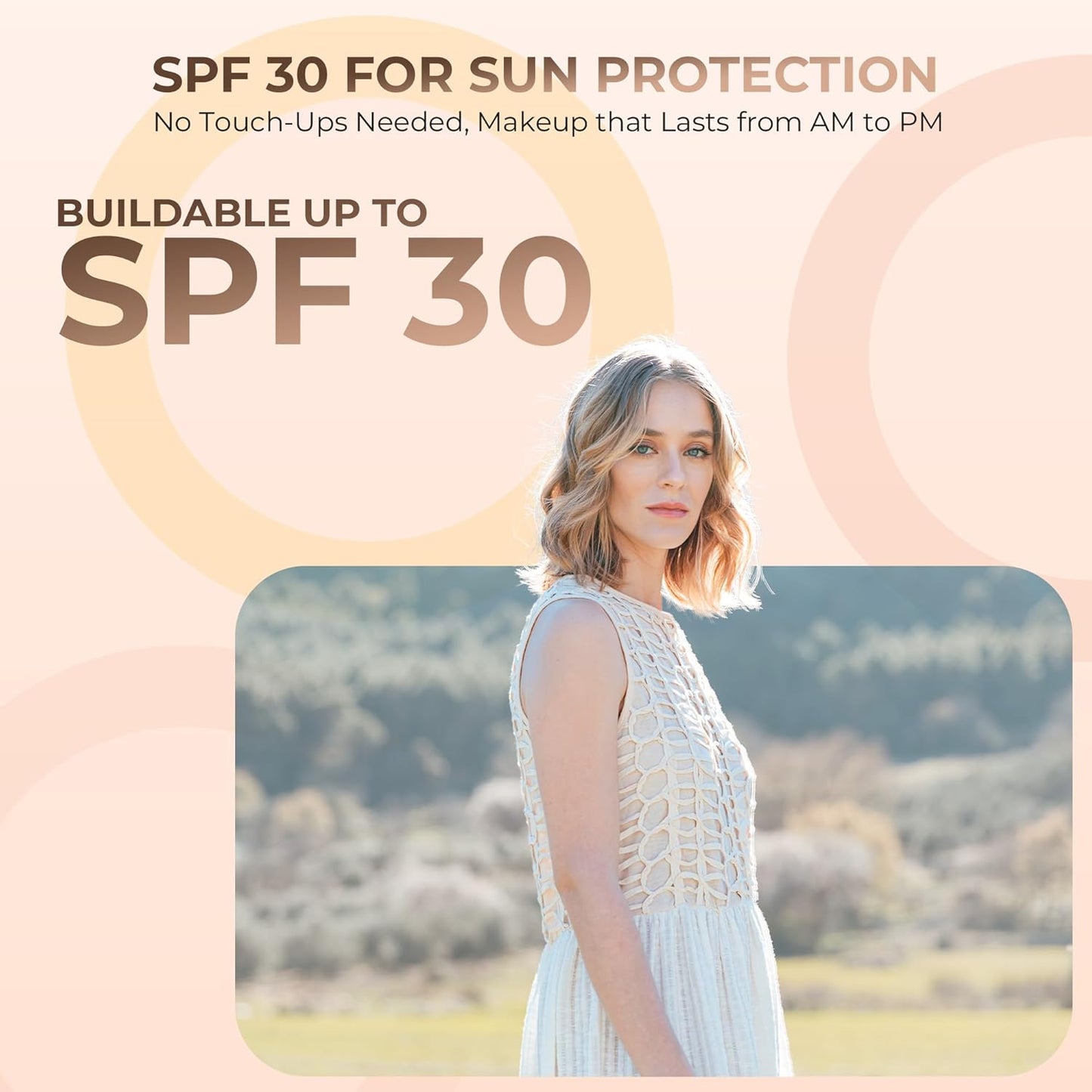 4pc Full Size Kit (Warm Shade) Mineral Makeup Matte Translucent Loose Foundation + Kabuki Brush + Concealer + Finishing Setting Powder + Bare Face Full Coverage SPF 30 All Skin Types Waterproof