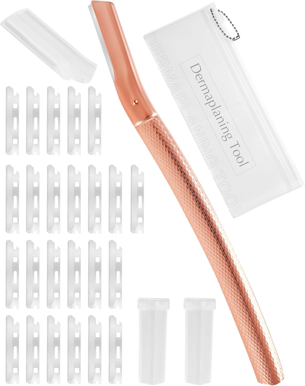 Dermaplaning Tool for Face Professional, Facial Razors for Women Face with 20 Blade Refills, Eyebrow Razor for Women and Men, Pink